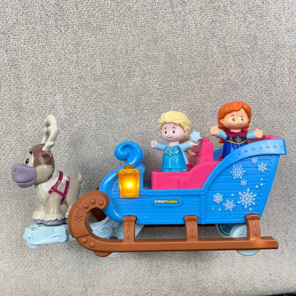 Fisher Price Little People Disney Frozen Kristoff's Sleigh With 3 Figures Light